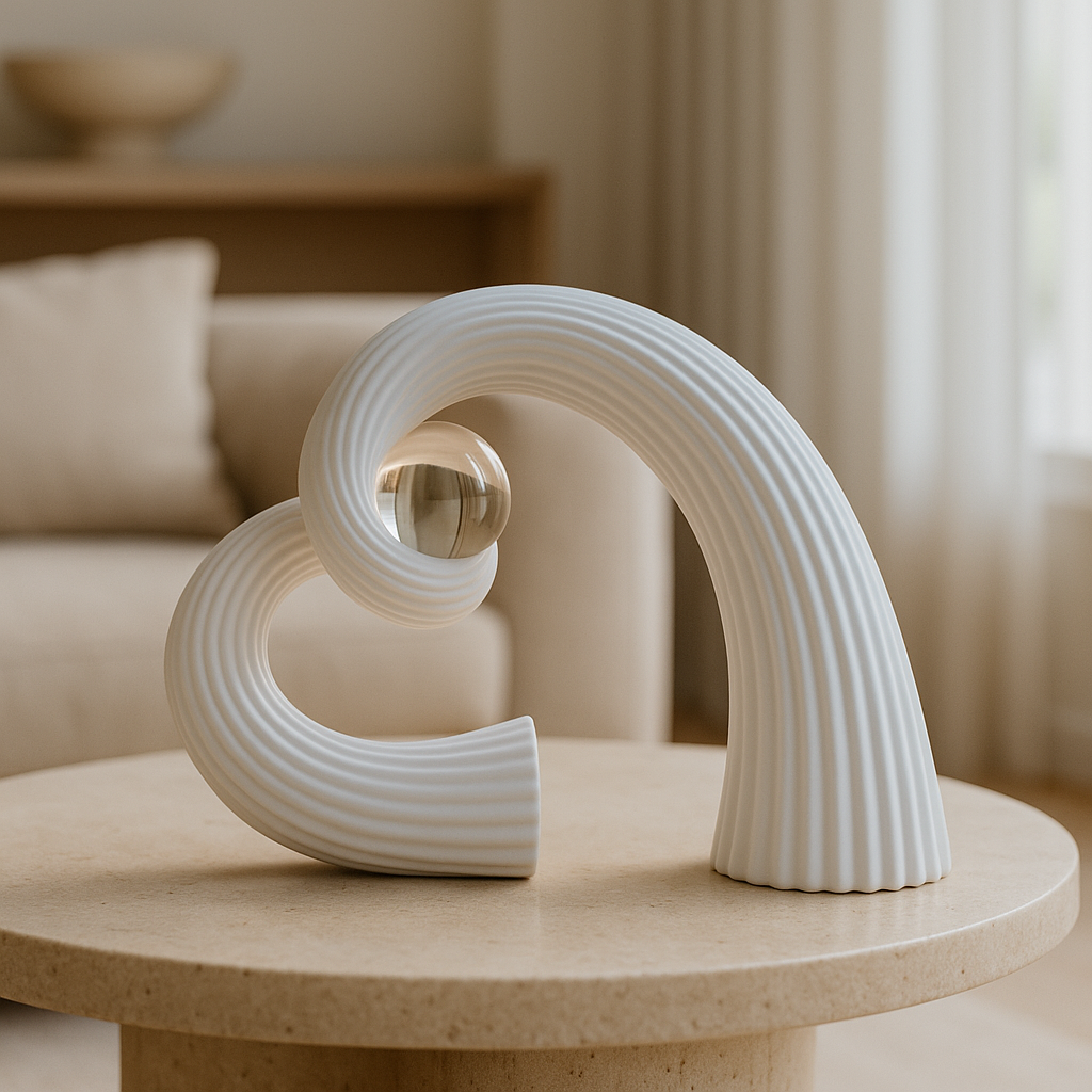 Elaris Curve – Sculptural White Resin Accent