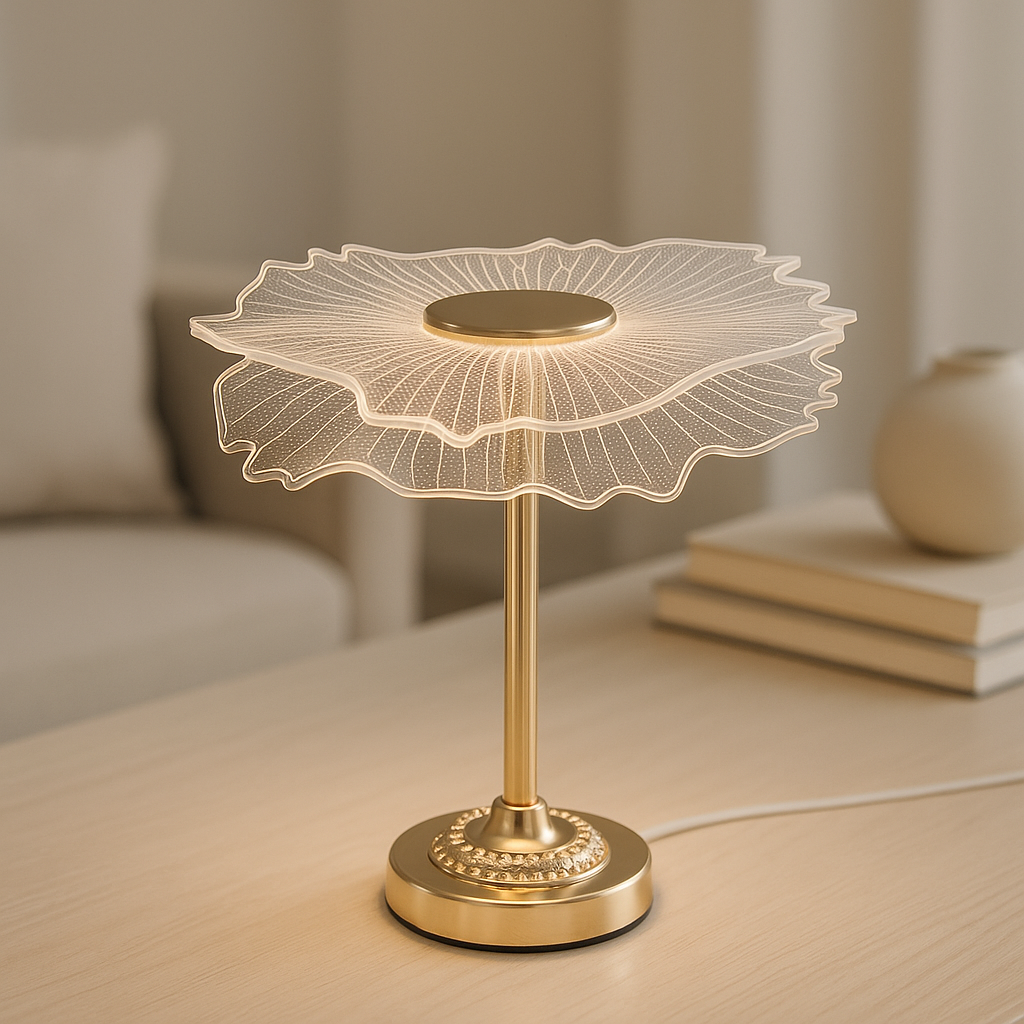 Luma Bloom – Designer LED Table Lamp with Floral Halo Top