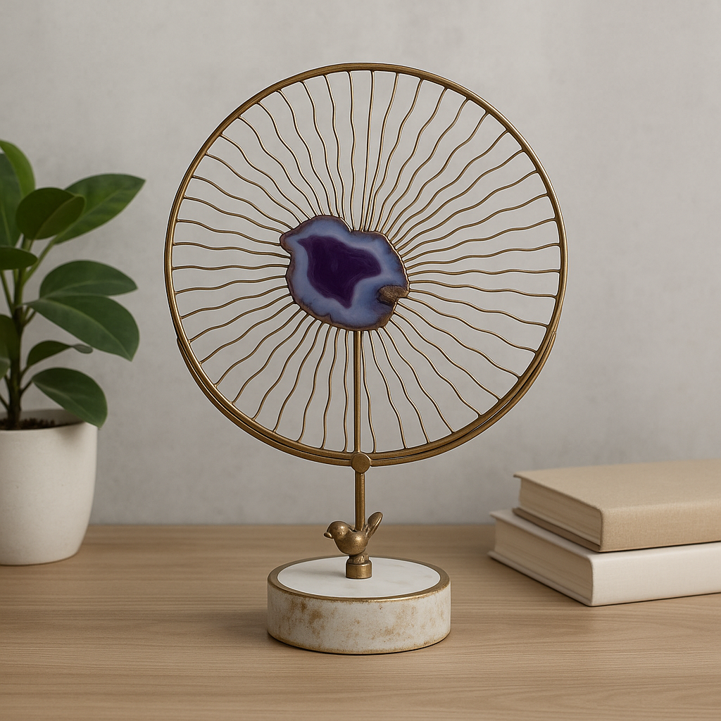 Geode Radiance Wheel with Marble Base – Artistic Home Accent