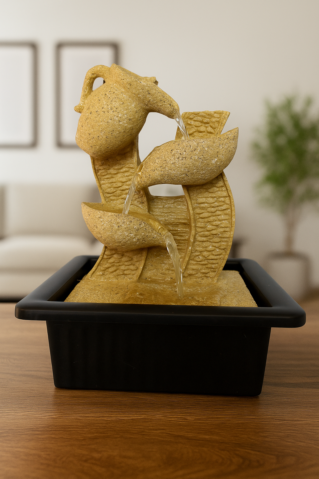 Zen Rock Cascade Tabletop Fountain – Compact Indoor Water Feature