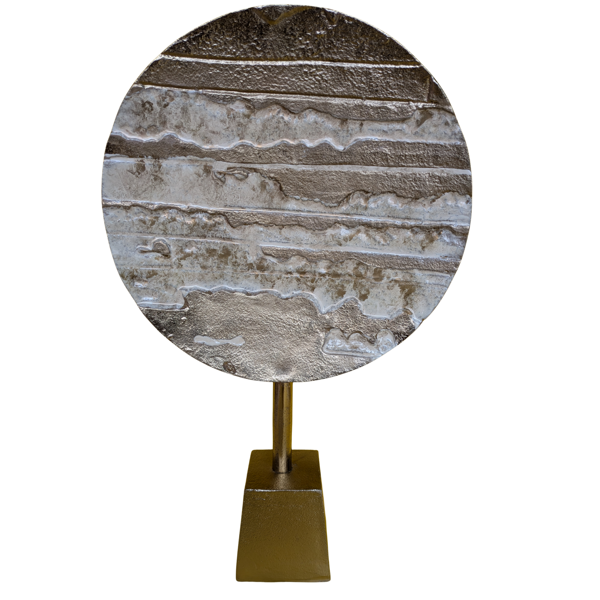 Metallic Horizon Disc Sculpture – Luxe Modern Accent
