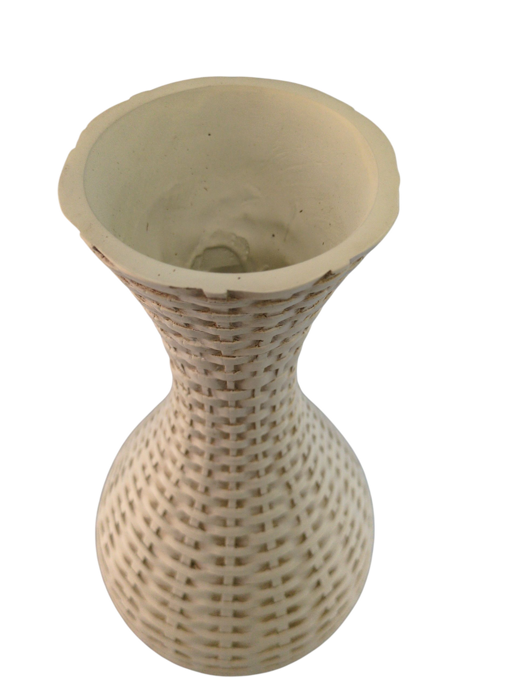 Textured Woven-Style Floor Vase – Beige Ceramic Finish