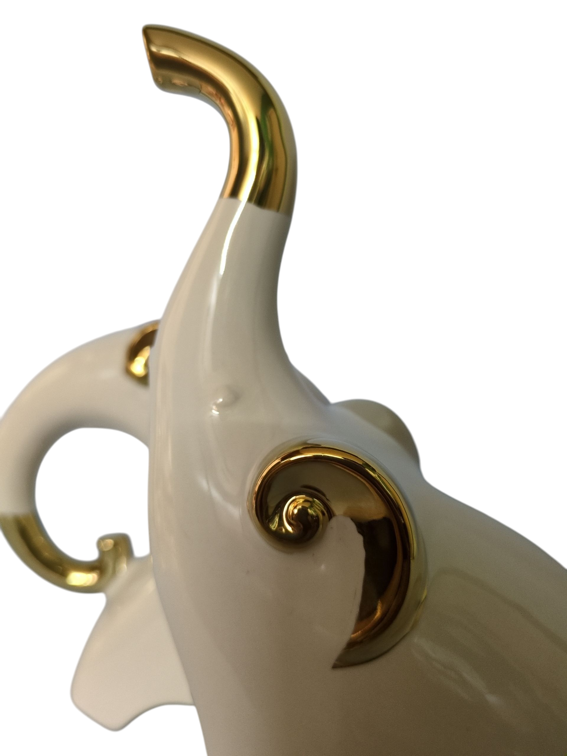 Modern Ceramic Elephant Duo – Ivory & Gold Decorative Set
