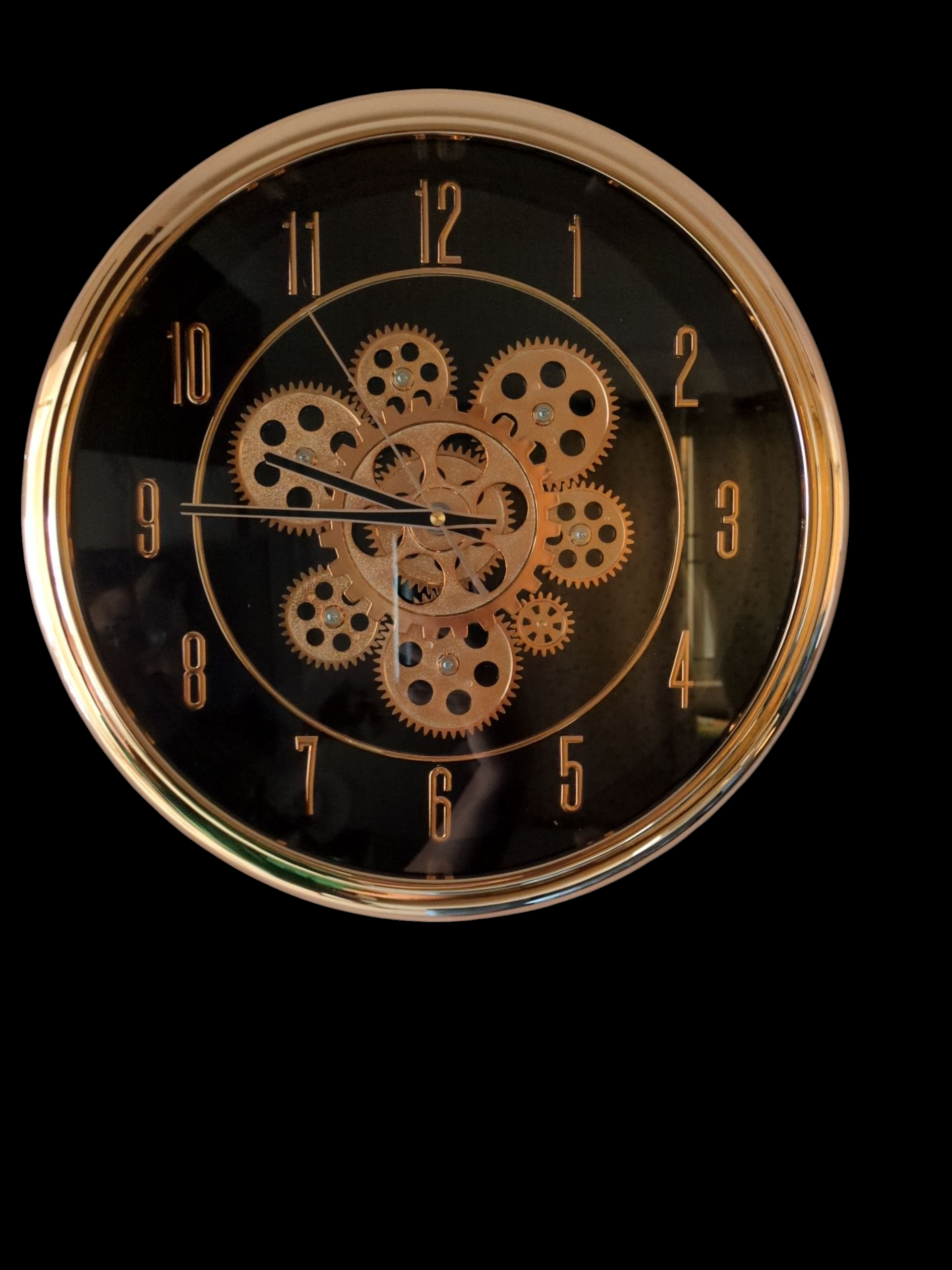 Steampunk Gear Wall Clock – Metallic Gold with Industrial Gear Design