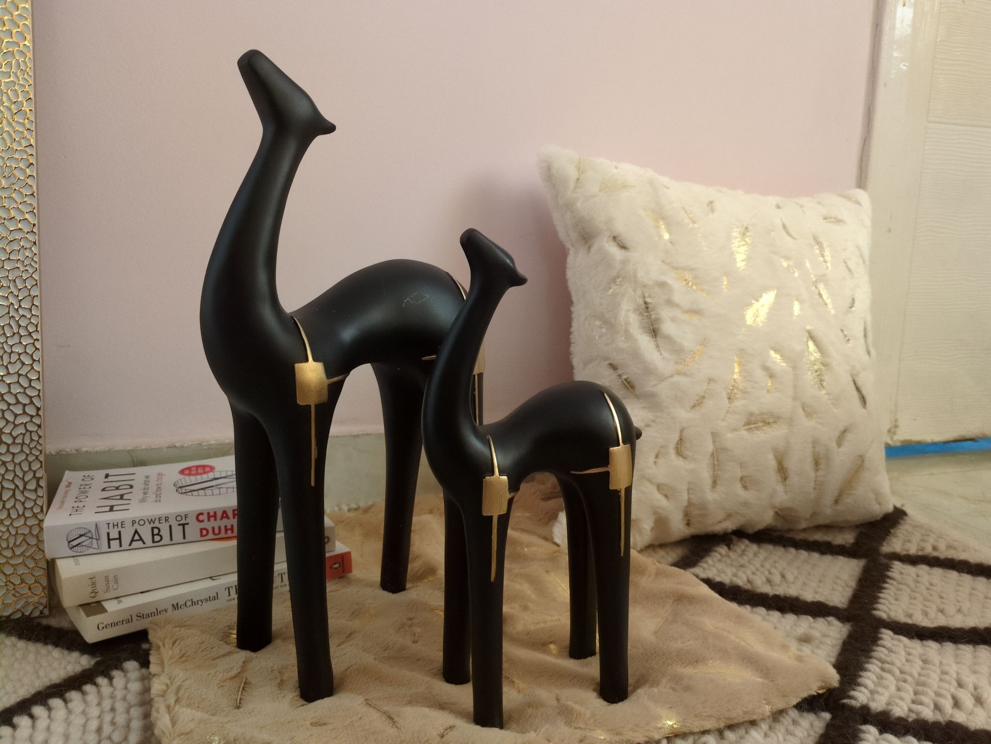 Desert Grace – Black Camel Pair Sculpture Set