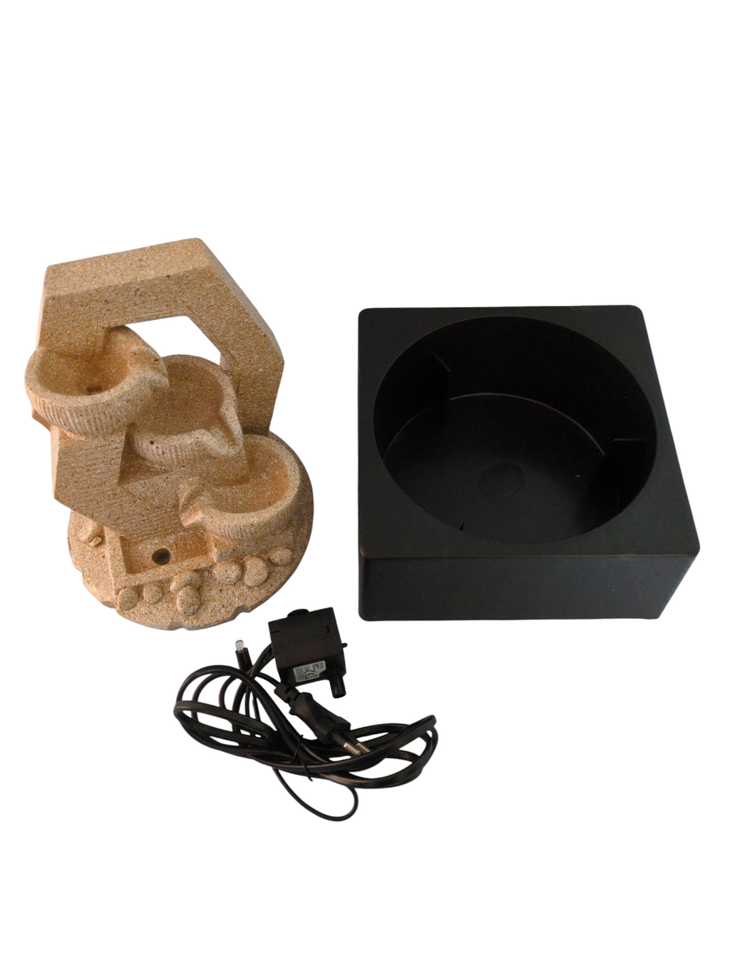 Zen Cascade Tabletop Fountain – Sandstone Finish with Geometric Design