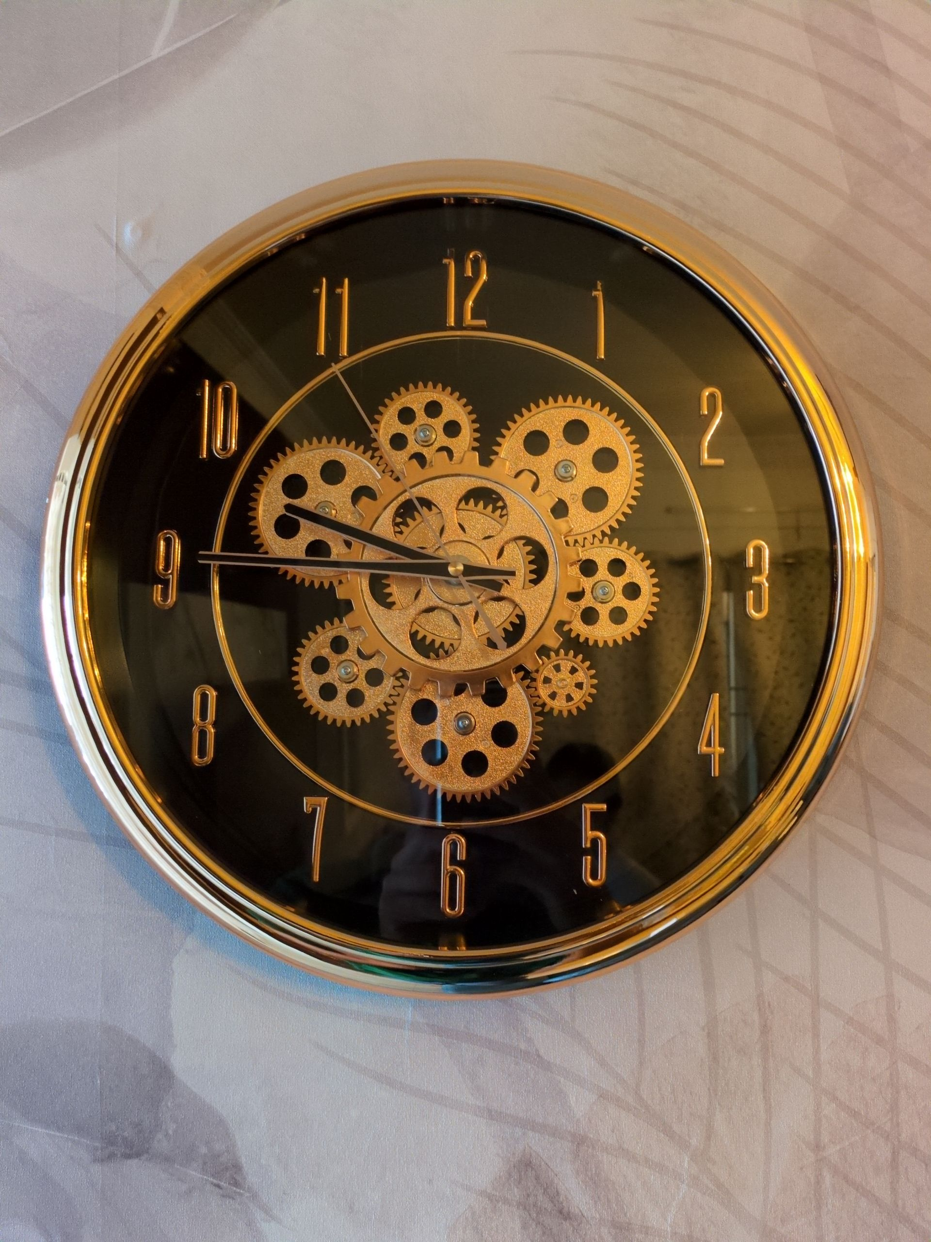 Steampunk Gear Wall Clock – Metallic Gold with Industrial Gear Design