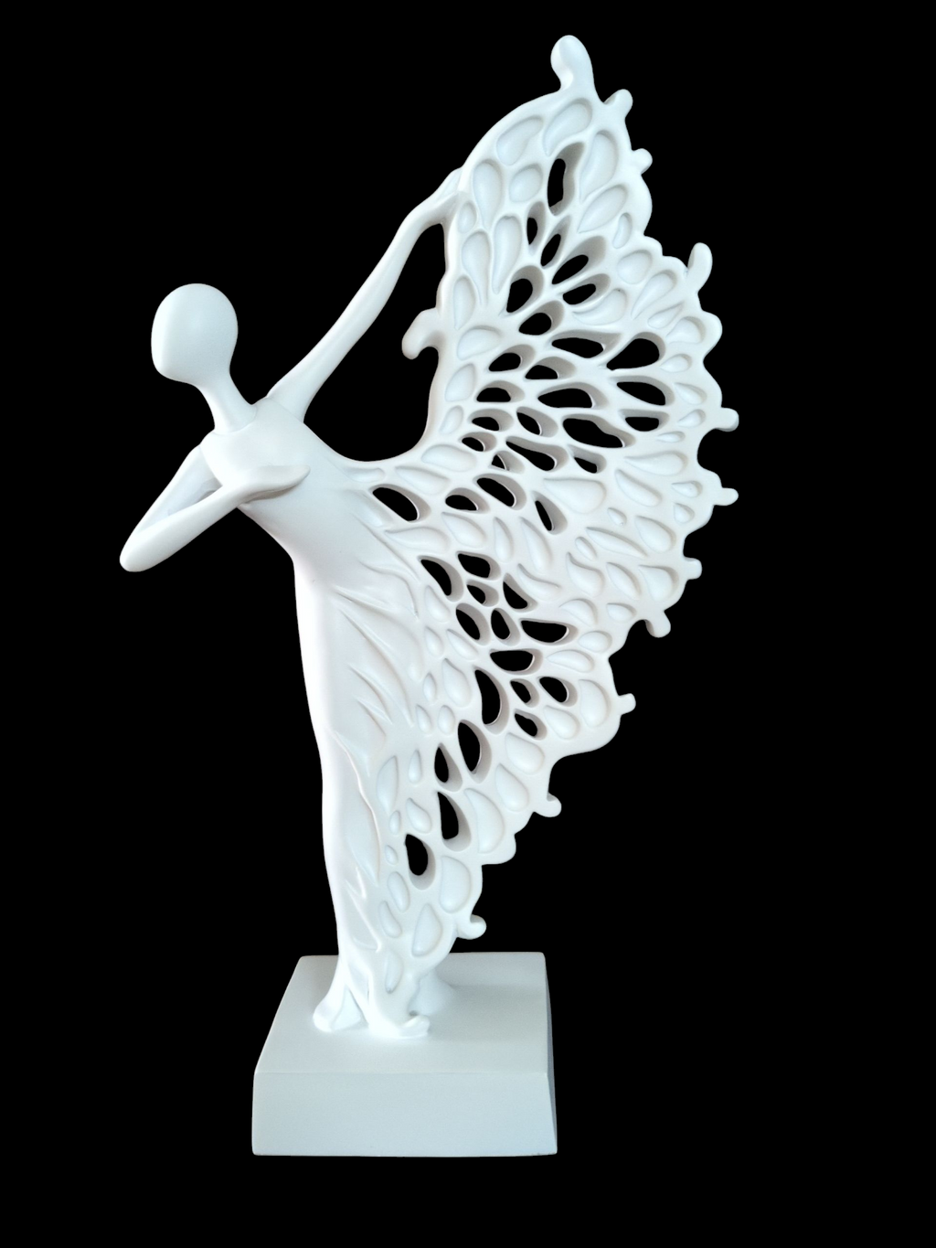 Ethereal Grace – Abstract Dancing Lady Sculpture (White)