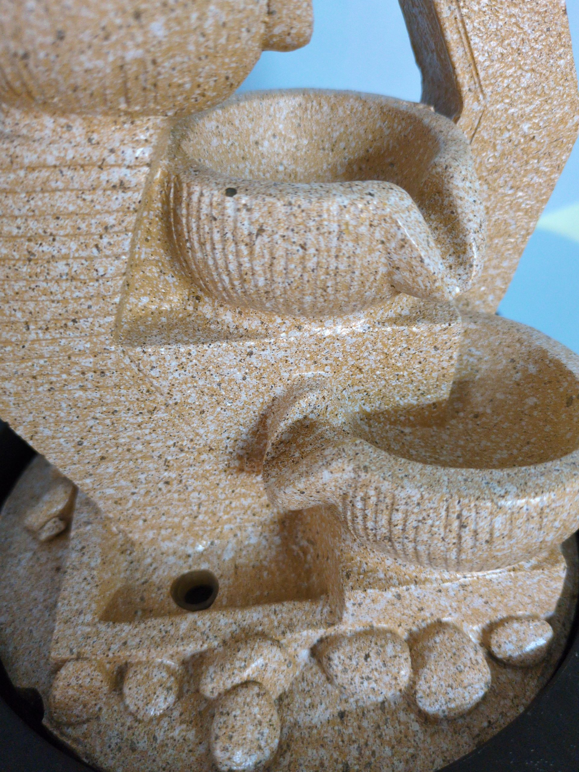 Zen Cascade Tabletop Fountain – Sandstone Finish with Geometric Design