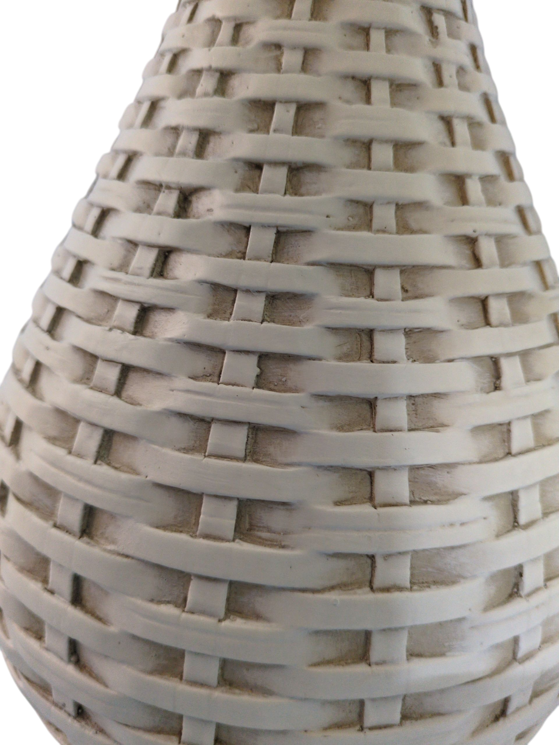 Textured Woven-Style Floor Vase – Beige Ceramic Finish