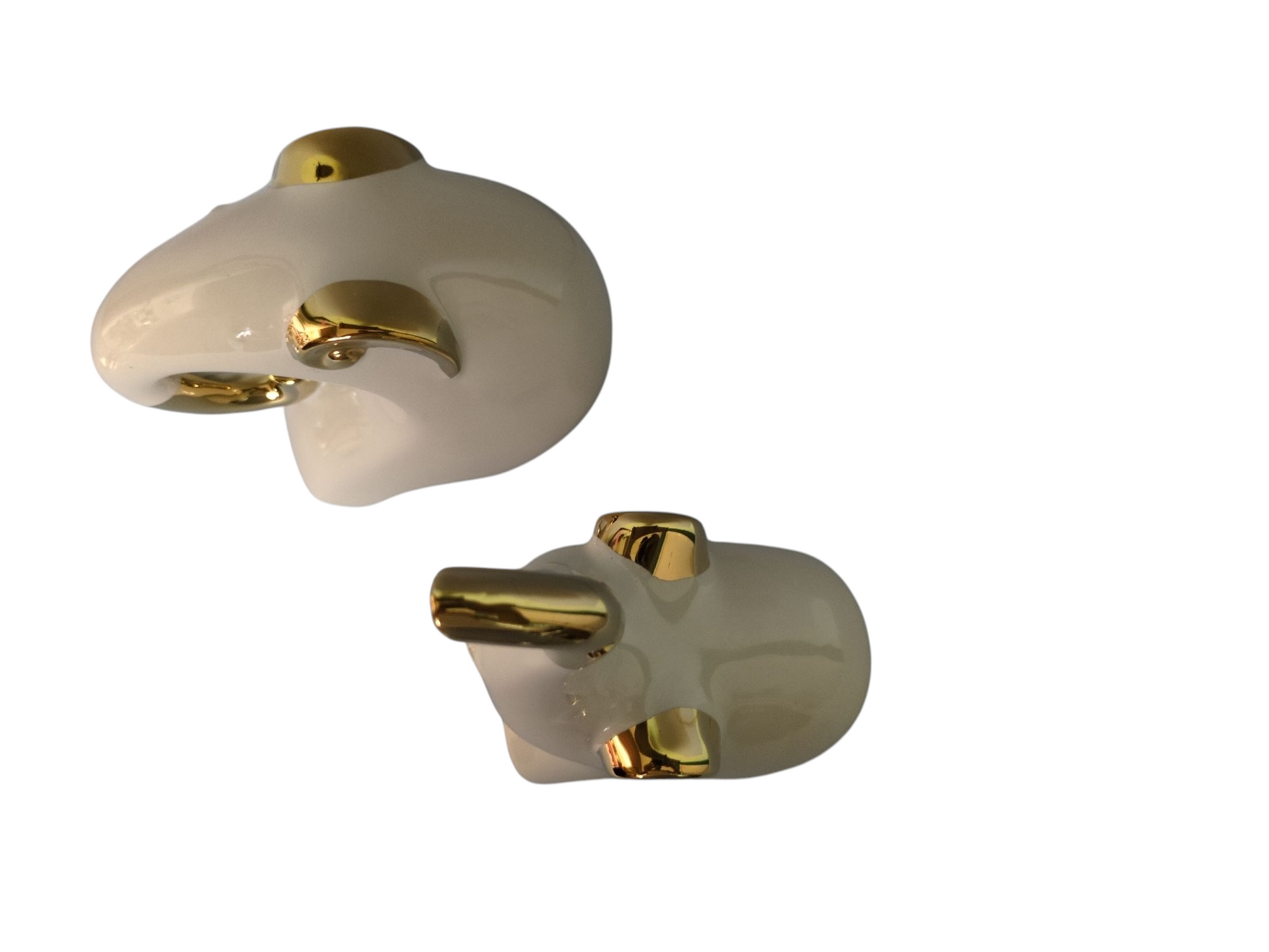 Modern Ceramic Elephant Duo – Ivory & Gold Decorative Set