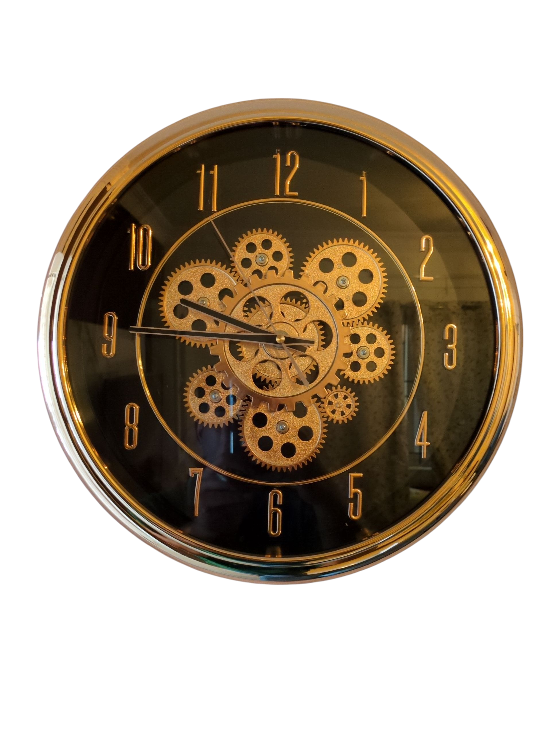 Steampunk Gear Wall Clock – Metallic Gold with Industrial Gear Design