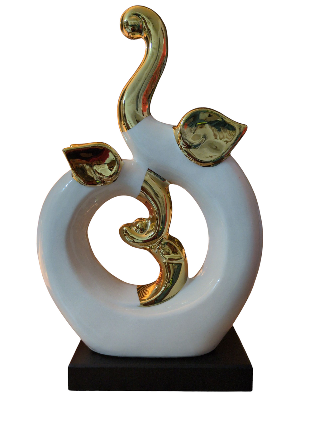 Celestia Bloom – White & Gold Ceramic Abstract Sculpture