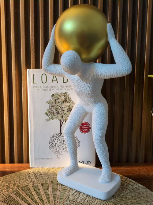 Atlas Luxe – White Resin Sculpture with Golden Sphere