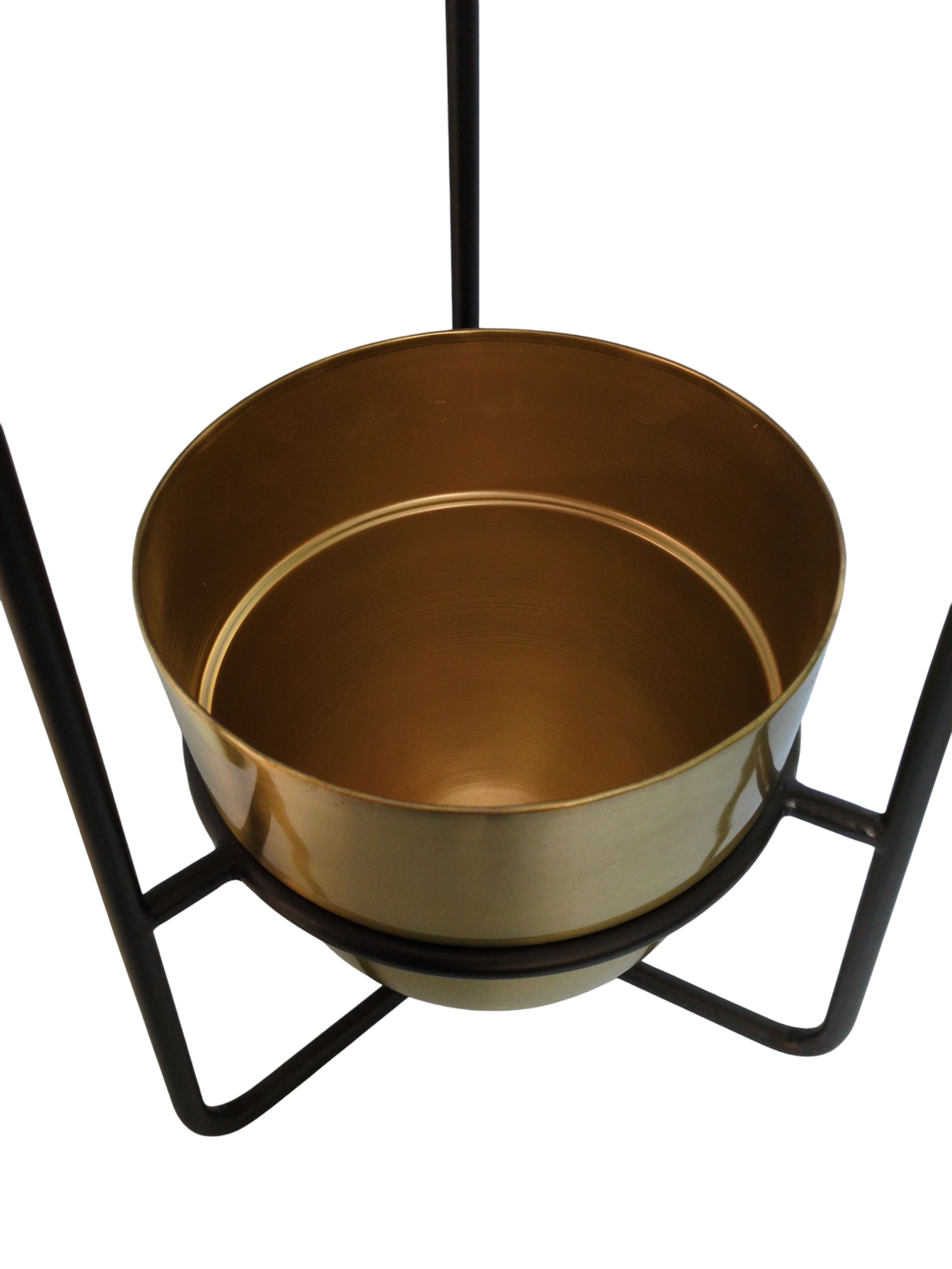 Modern Gold Double Planter with Black Metal Stand – Tall Indoor Plant Holder