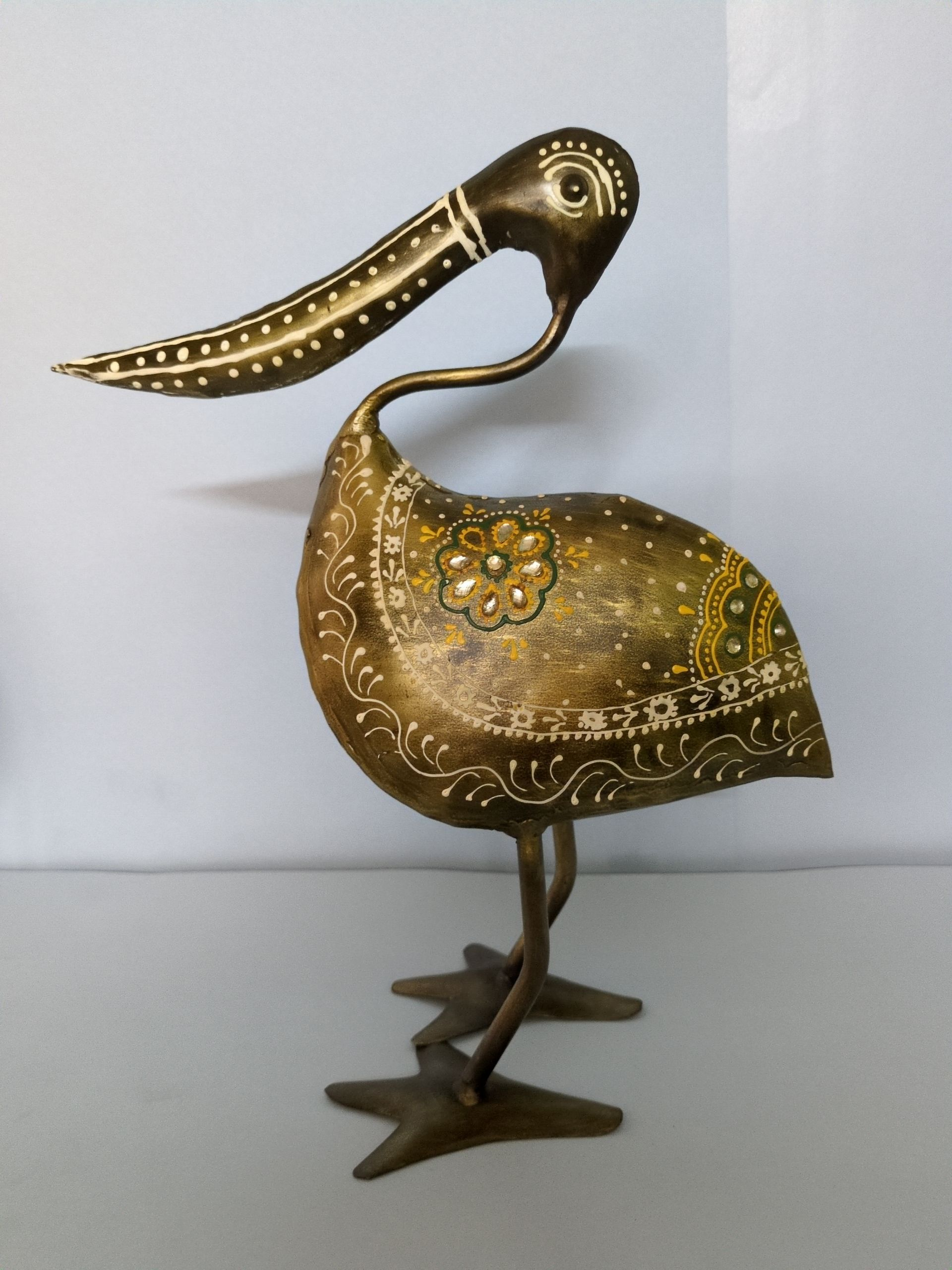 Decorative Brass Bird Figurines – Hand-Painted Heron Pair