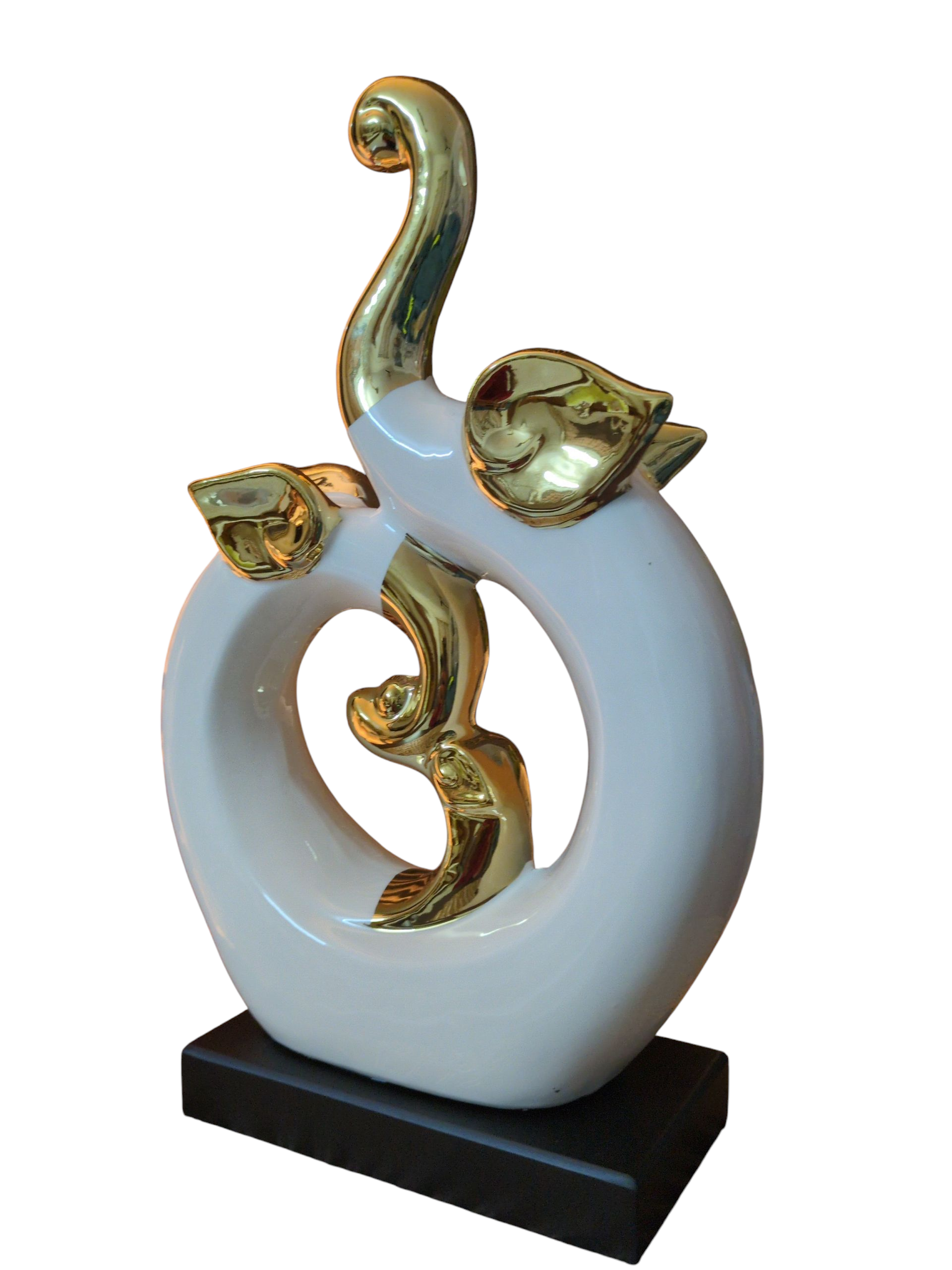 Celestia Bloom – White & Gold Ceramic Abstract Sculpture