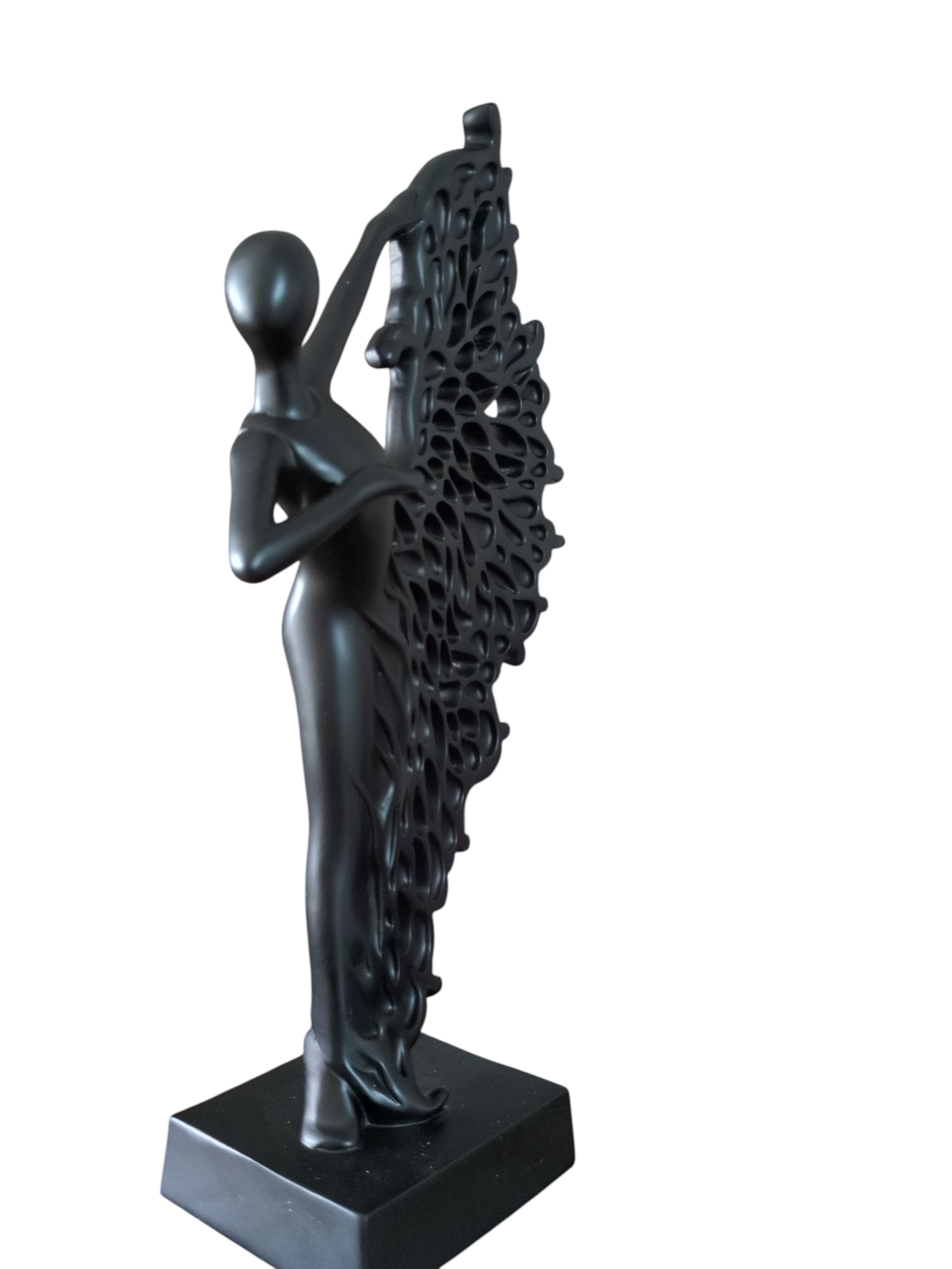 Ethereal Grace – Abstract Dancing Lady Sculpture (Black)