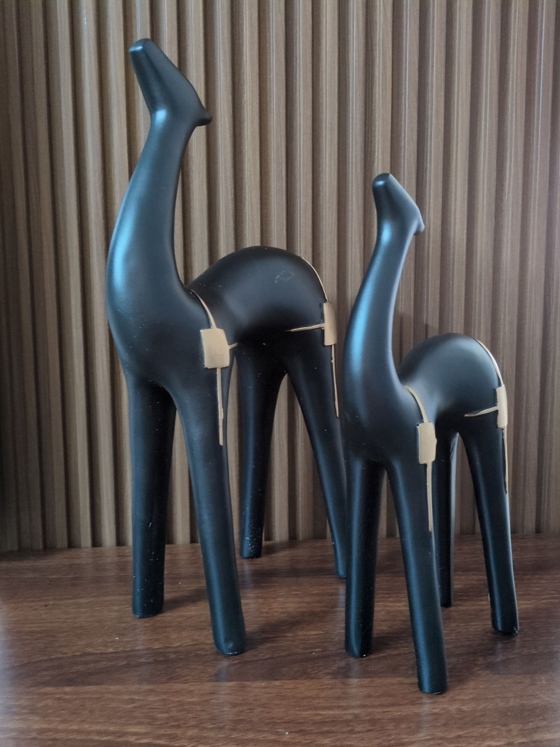 Desert Grace – Black Camel Pair Sculpture Set