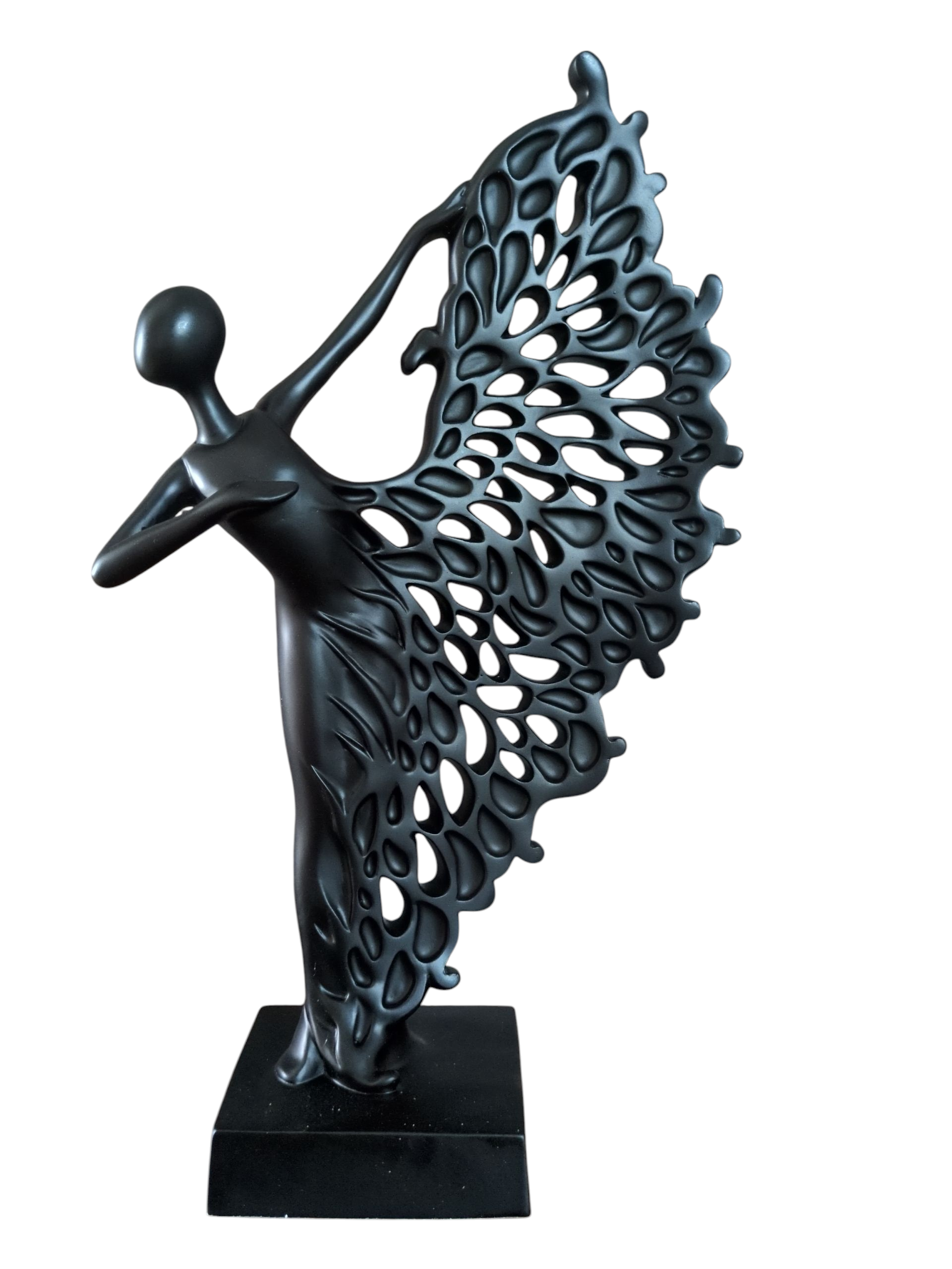 Ethereal Grace – Abstract Dancing Lady Sculpture (Black)