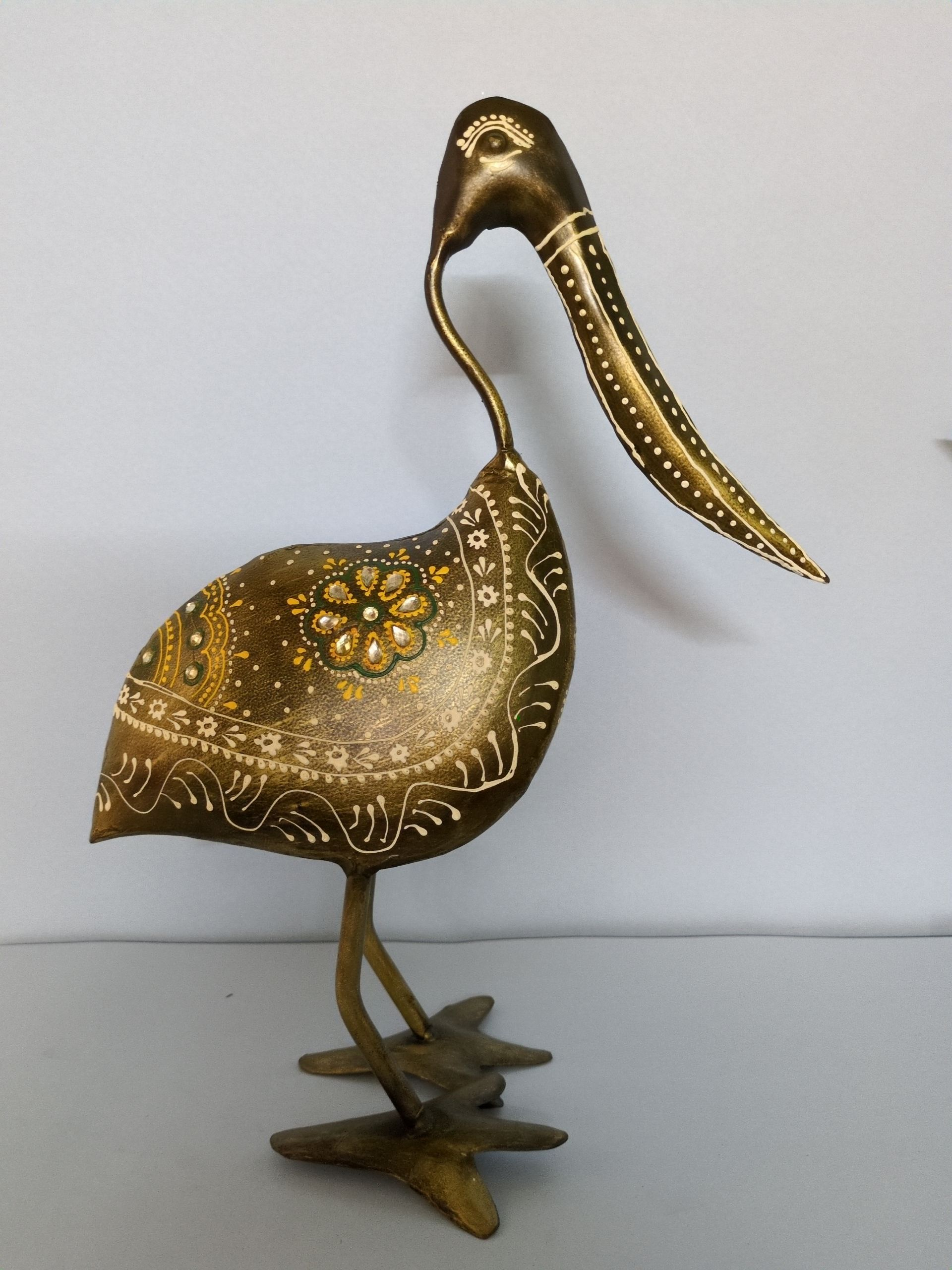 Decorative Brass Bird Figurines – Hand-Painted Heron Pair
