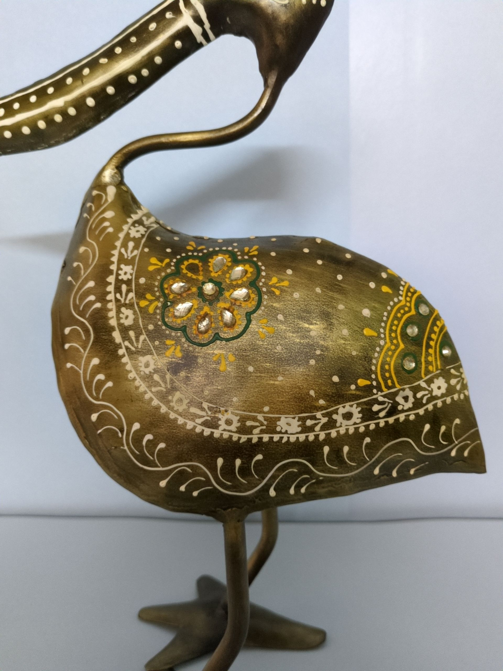 Decorative Brass Bird Figurines – Hand-Painted Heron Pair
