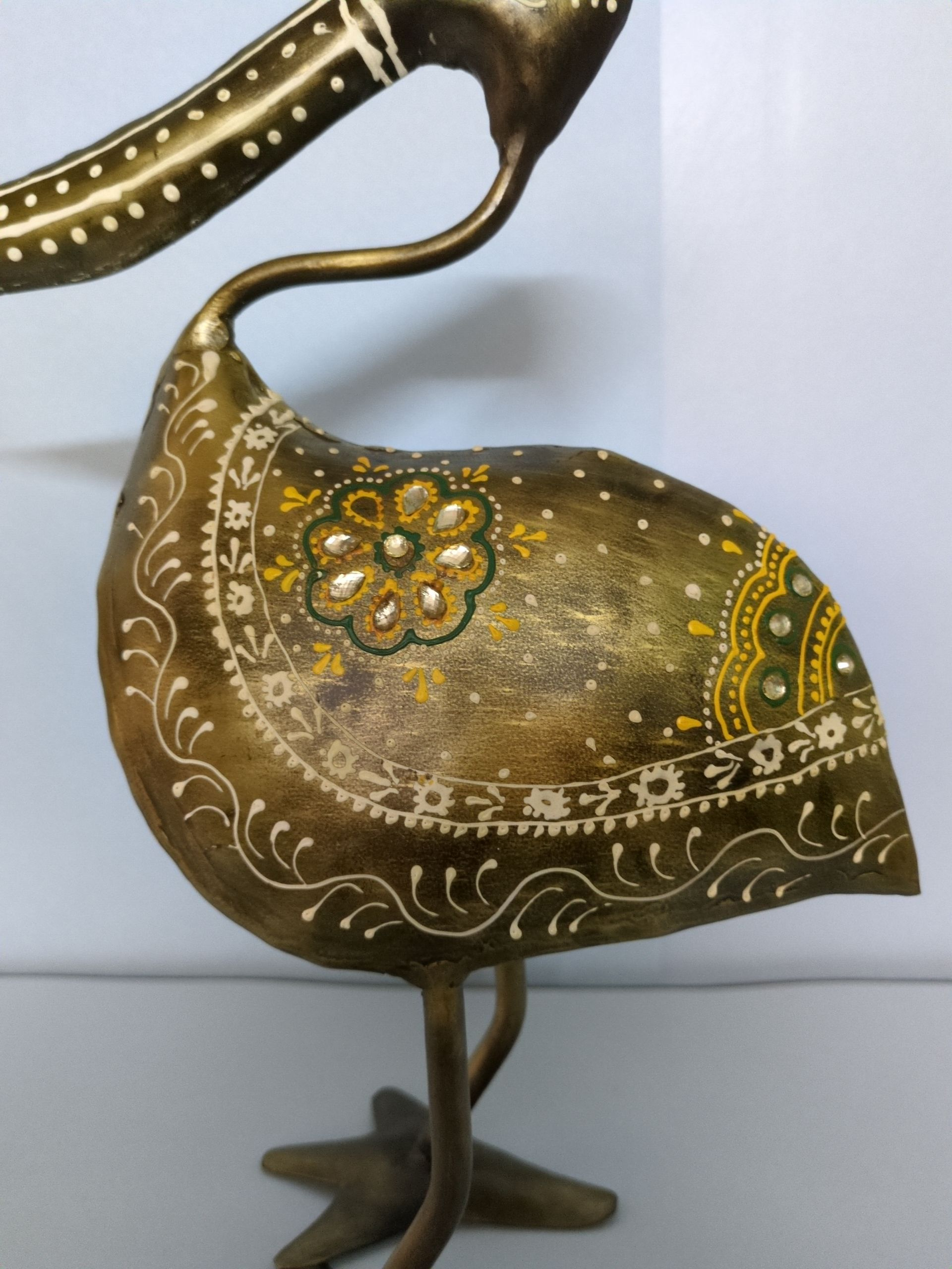 Decorative Brass Bird Figurines – Hand-Painted Heron Pair
