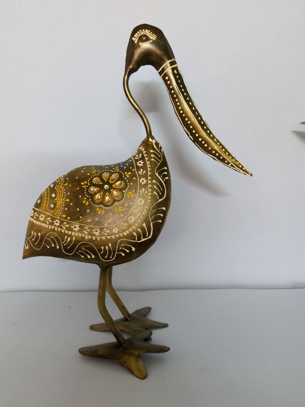 Decorative Brass Bird Figurines – Hand-Painted Heron Pair