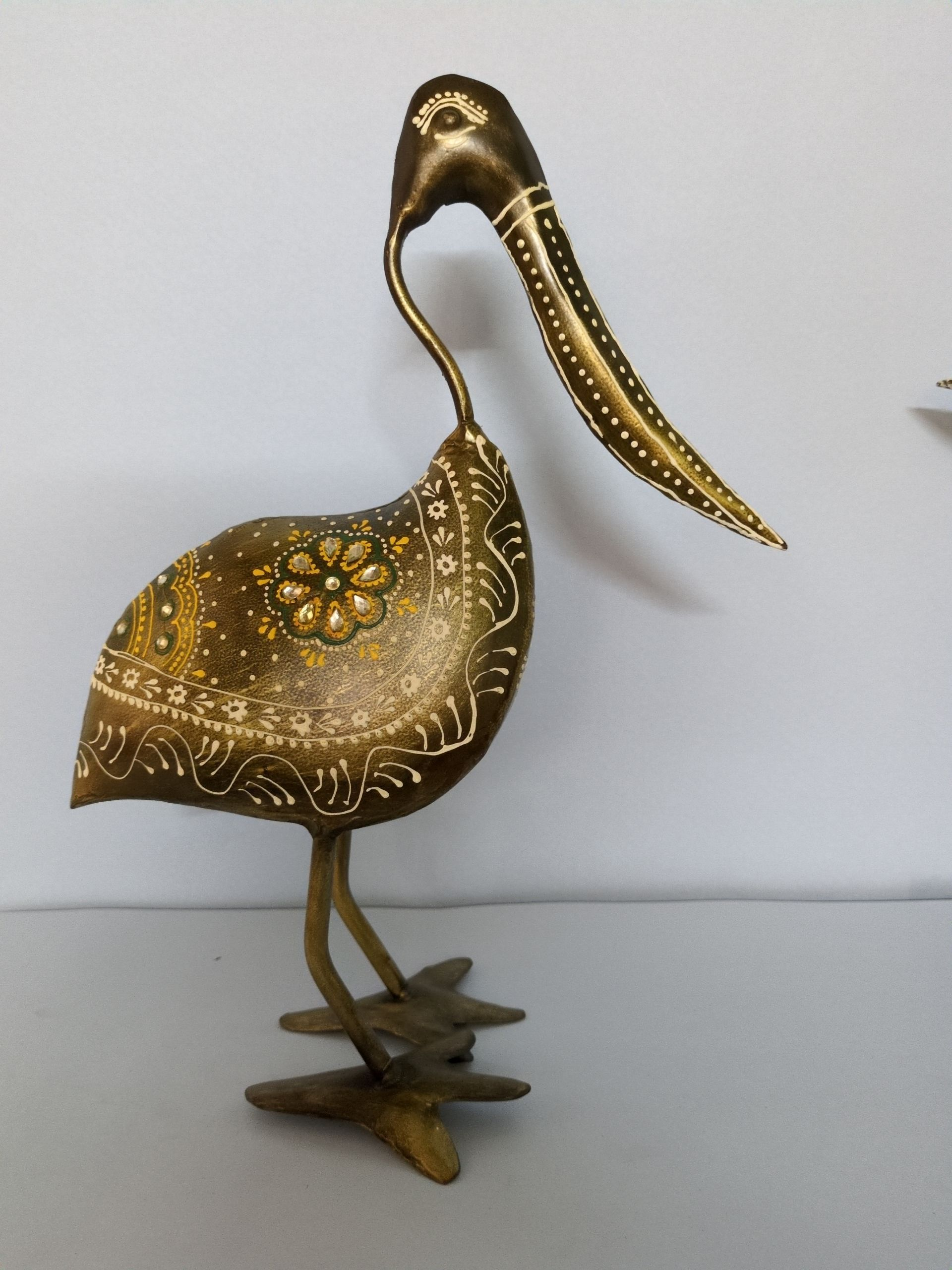Decorative Brass Bird Figurines – Hand-Painted Heron Pair