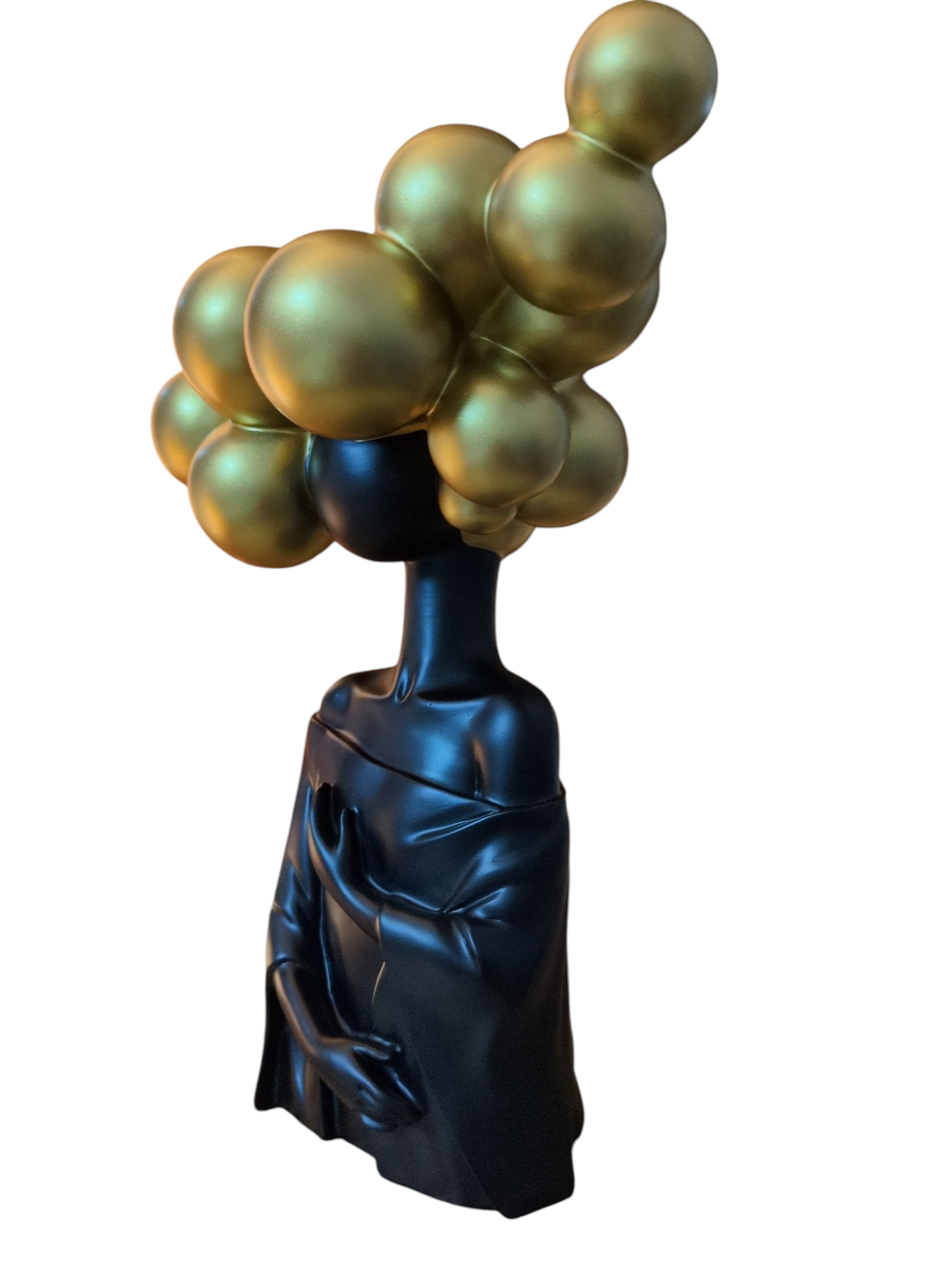 Dream Aura – Artistic Gold Bubble Head Sculpture