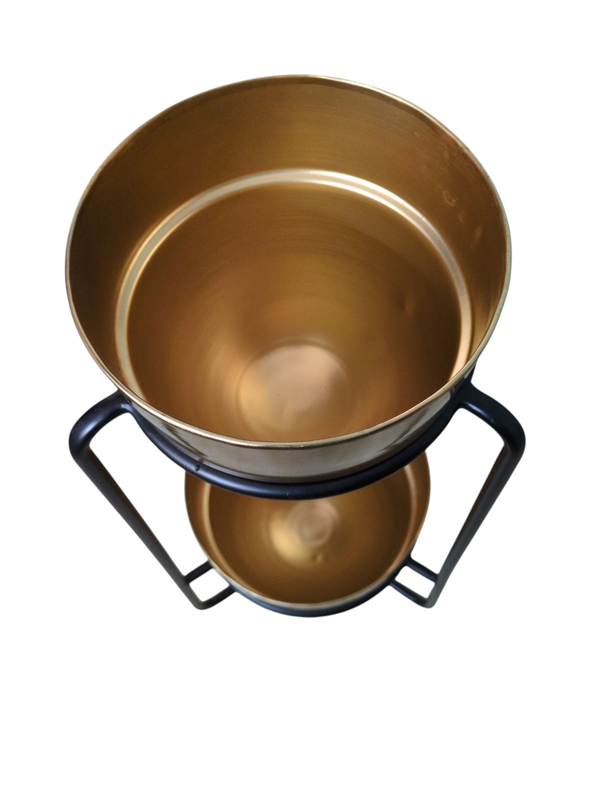 Modern Gold Double Planter with Black Metal Stand – Tall Indoor Plant Holder