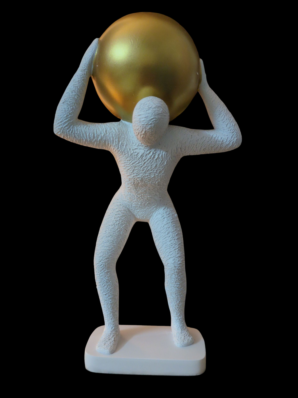 Atlas Luxe – White Resin Sculpture with Golden Sphere
