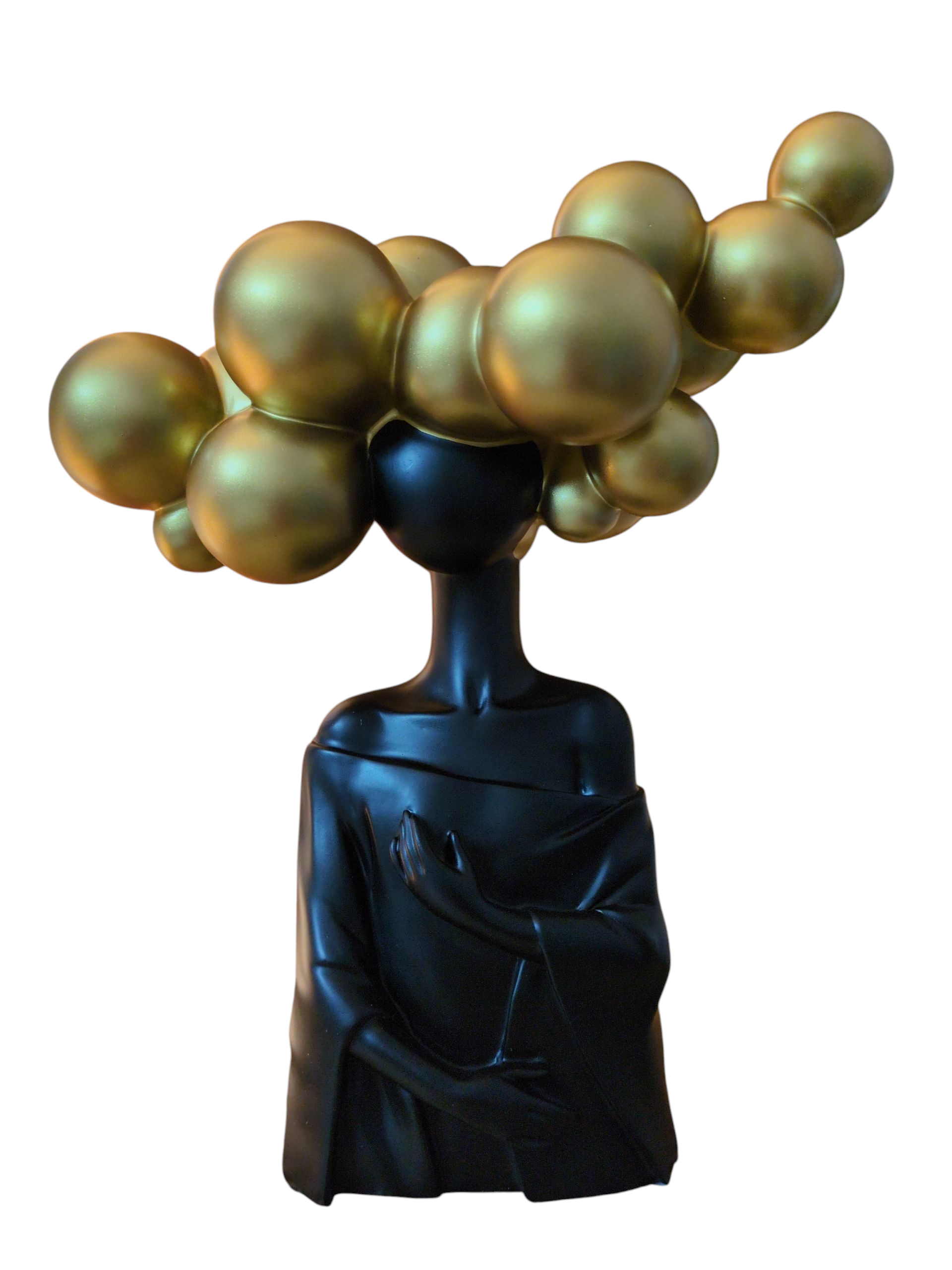 Dream Aura – Artistic Gold Bubble Head Sculpture
