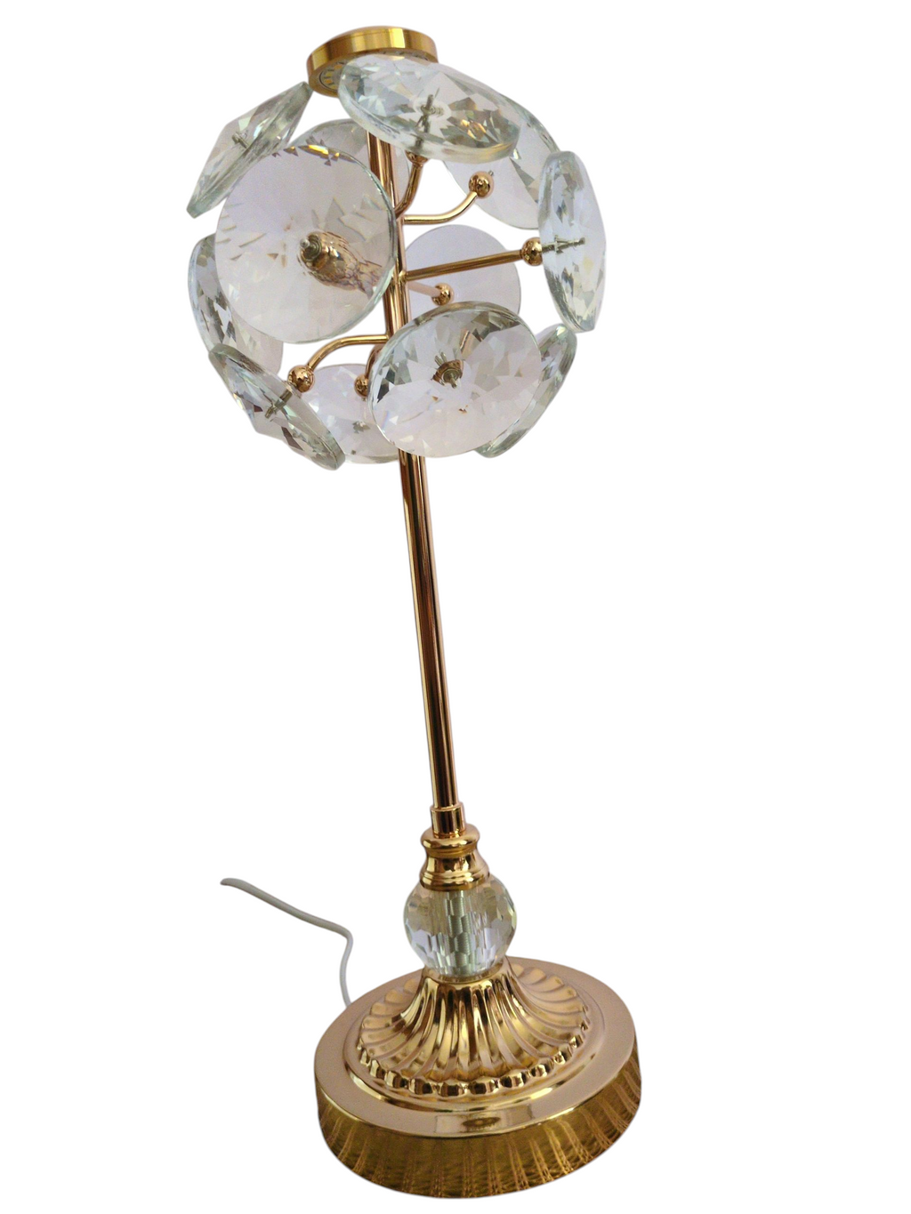 Crystal Blossom Touch Lamp – Gold Base with Reflective Petal Design