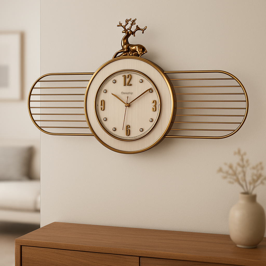 Luxury Golden Antelope Wall Clock – Modern Artistic Design