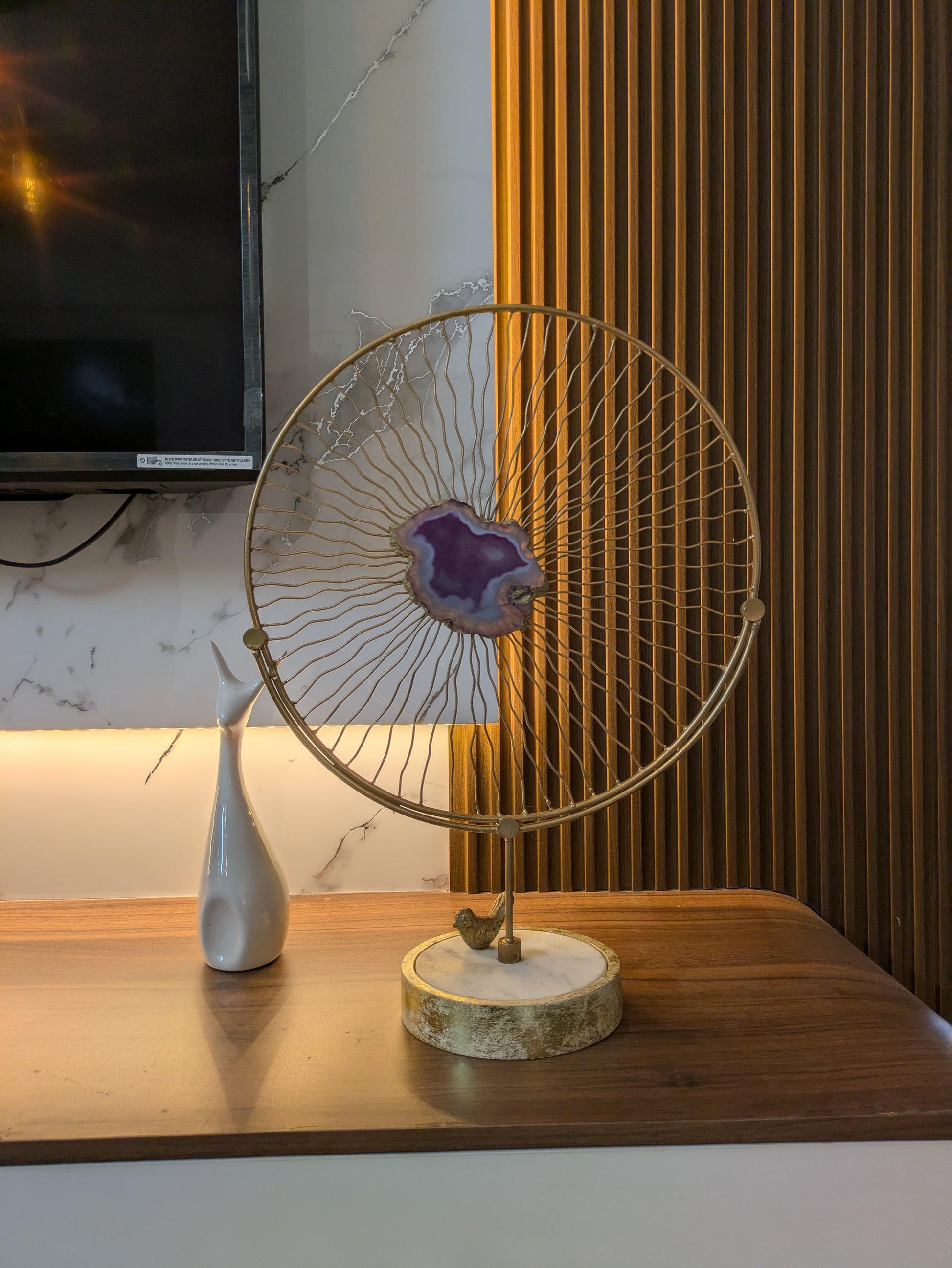 Geode Radiance Wheel with Marble Base – Artistic Home Accent