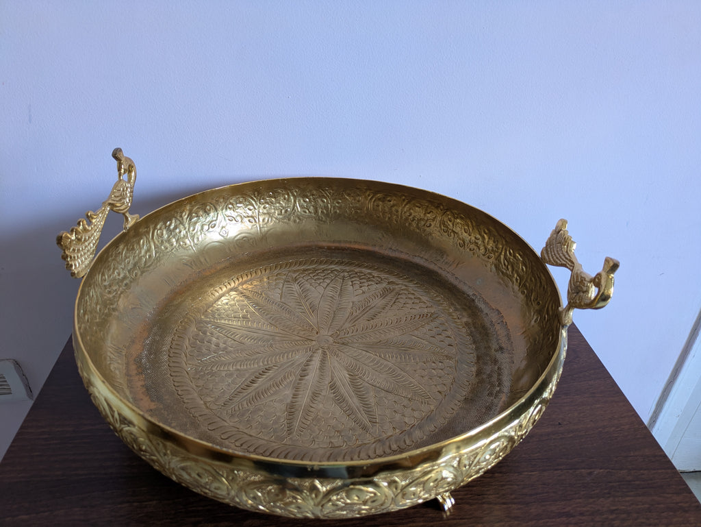 Royal Peacock Urli – Handcrafted Decorative Bowl