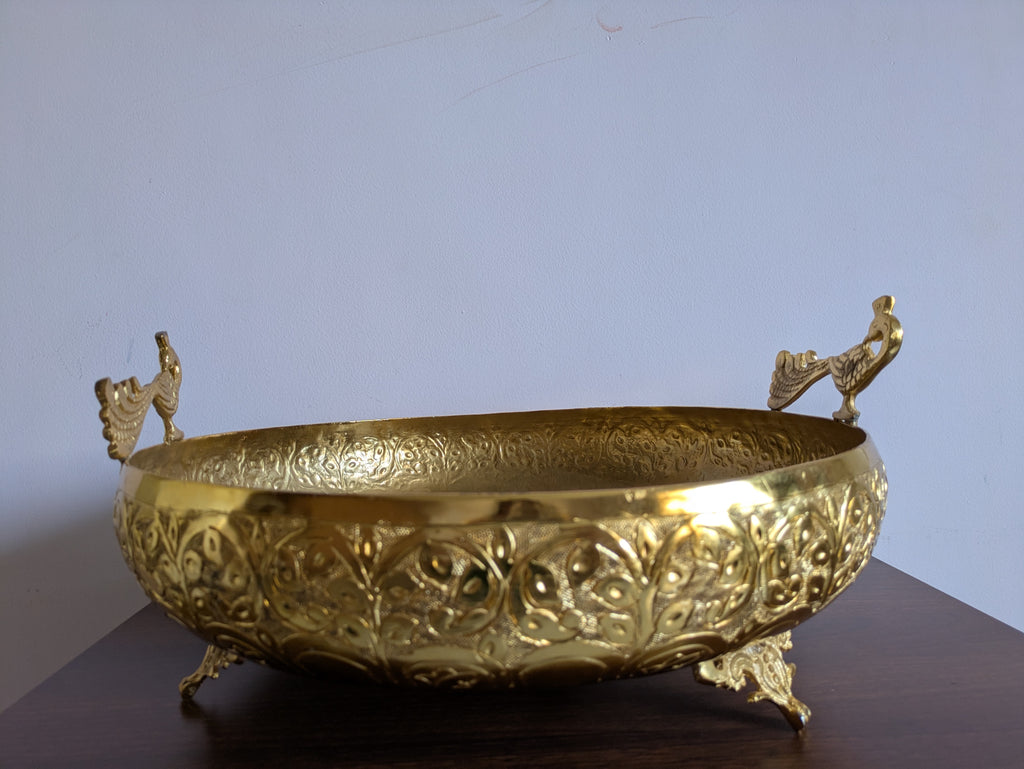 Royal Peacock Urli – Handcrafted Decorative Bowl