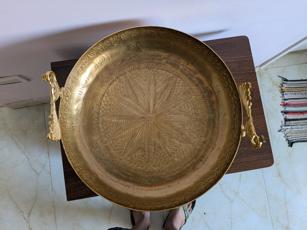 Royal Peacock Urli – Handcrafted Decorative Bowl