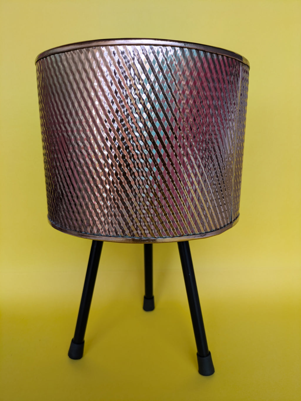 Textured Metallic Planter with Tripod Legs – Rose Gold Finish