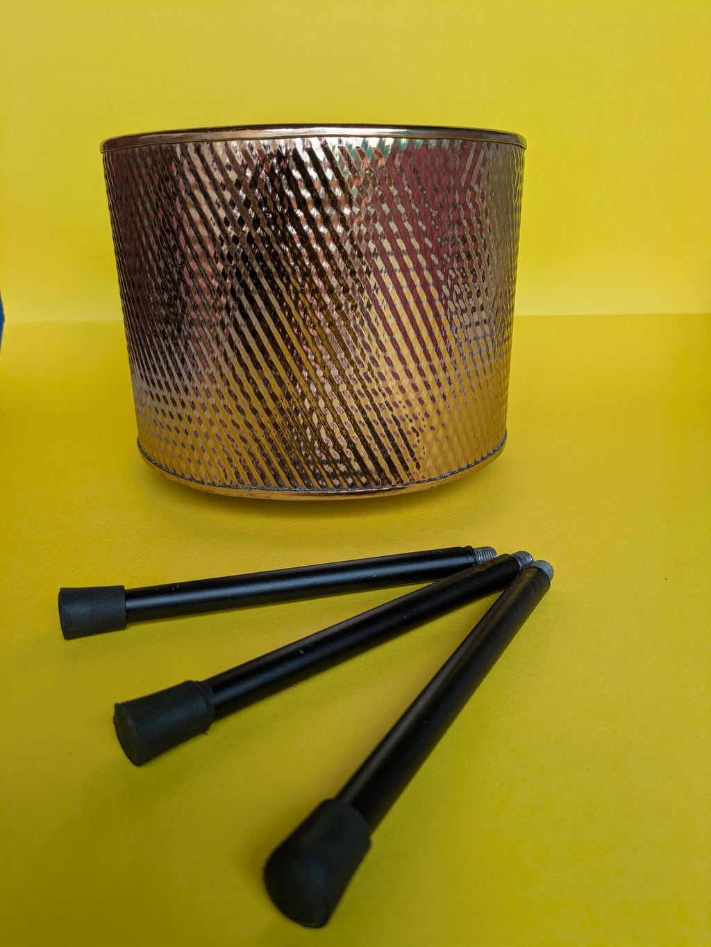 Textured Metallic Planter with Tripod Legs – Rose Gold Finish