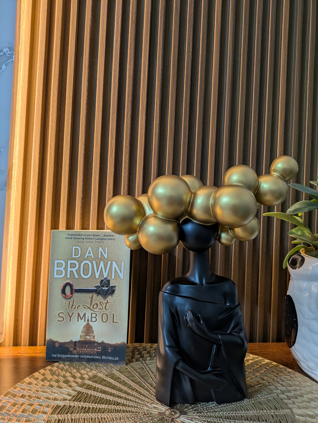 Dream Aura – Artistic Gold Bubble Head Sculpture