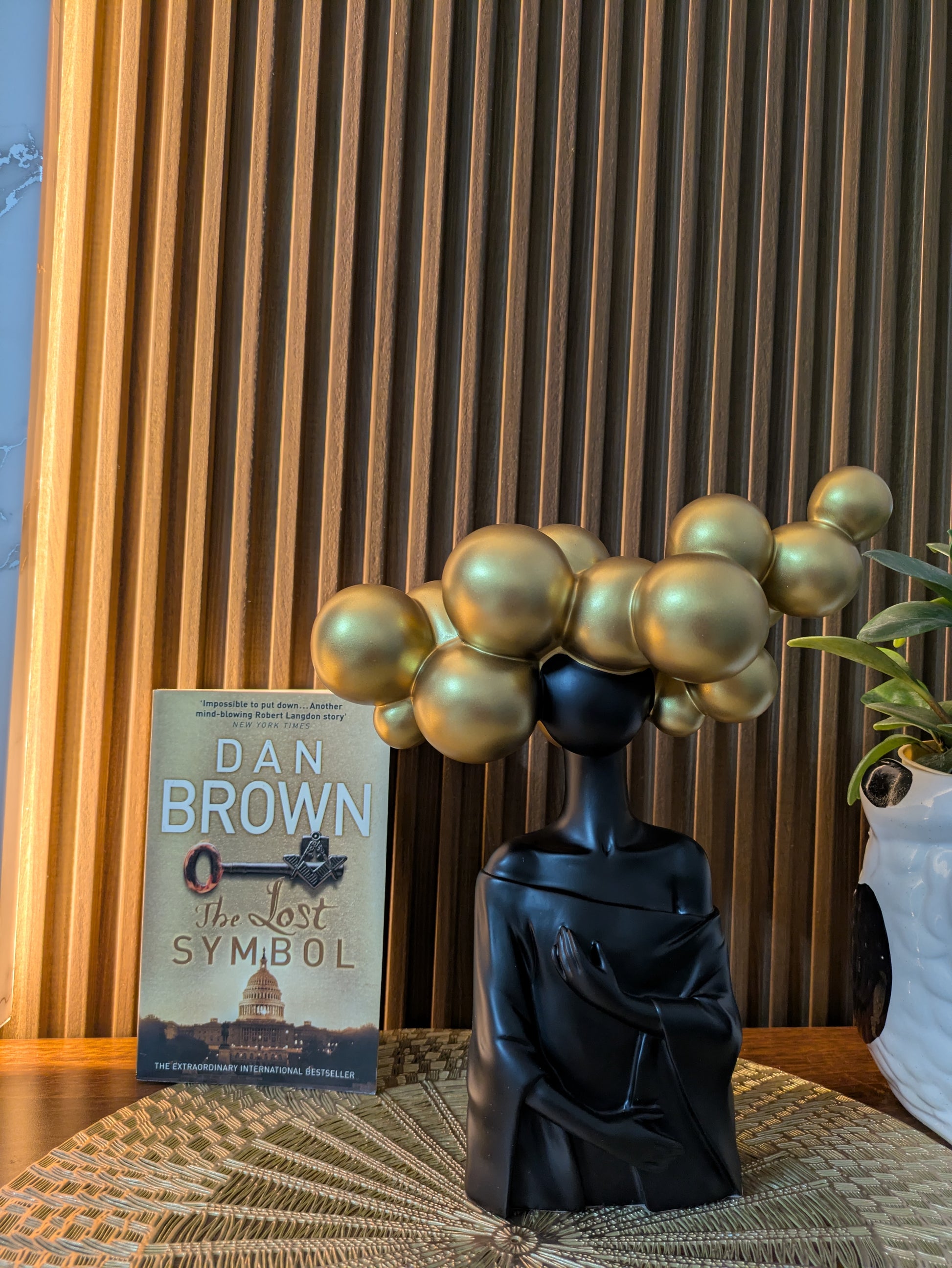 Dream Aura – Artistic Gold Bubble Head Sculpture
