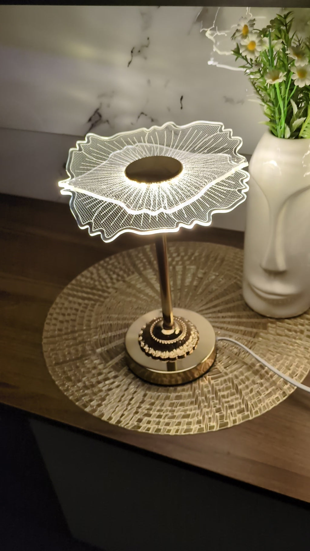 Luma Bloom – Designer LED Table Lamp with Floral Halo Top